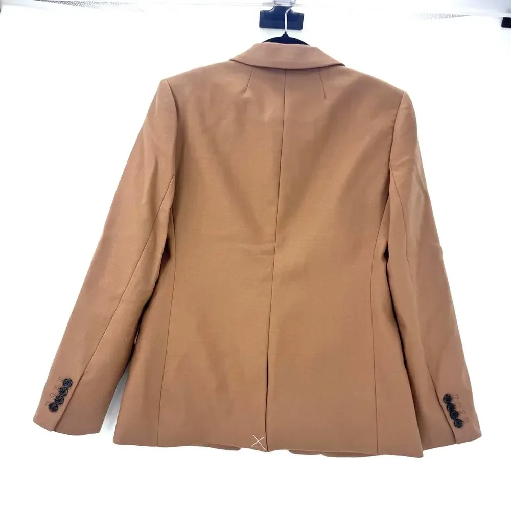 J. Crew Women's Helena Blazer in Wool-Blend Flannel Camel Brown Size 6 NWT